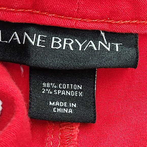 Lane Bryant Chino Shorts Womens 18 Red Stretch Belt Loops High Rise Casual - Picture 4 of 8